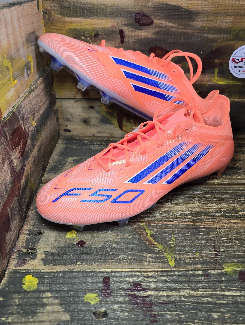 Adidas F50 Elite FG Soccer Cleats Beam Orange Blue JH7618 Mens Size 8 New
